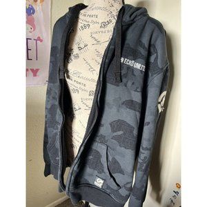 Ecko Unltd Black And Grey Zip Up Hoodie Size Large